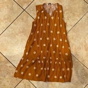 Sonoma Orange and White Midi Dress Chic and Stylish